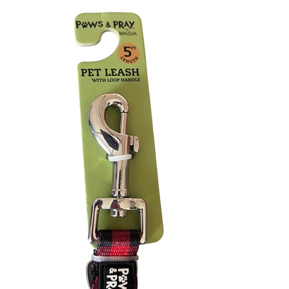 Kerusso Paws & Pray 5Ft Pet Leash Strong & Courageous Red Gingham NWT - Picture 4 of 4